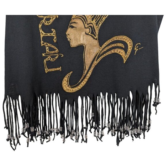 Fruit of the Loom BEST‎ Vintage Eqypt black T Shirt with Fringe and Beads - Picture 5 of 12